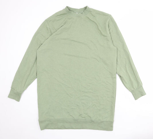 Divided by H&M Womens Green Cotton Jumper Dress Size M Round Neck Pullover