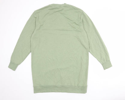 Divided by H&M Womens Green Cotton Jumper Dress Size M Round Neck Pullover