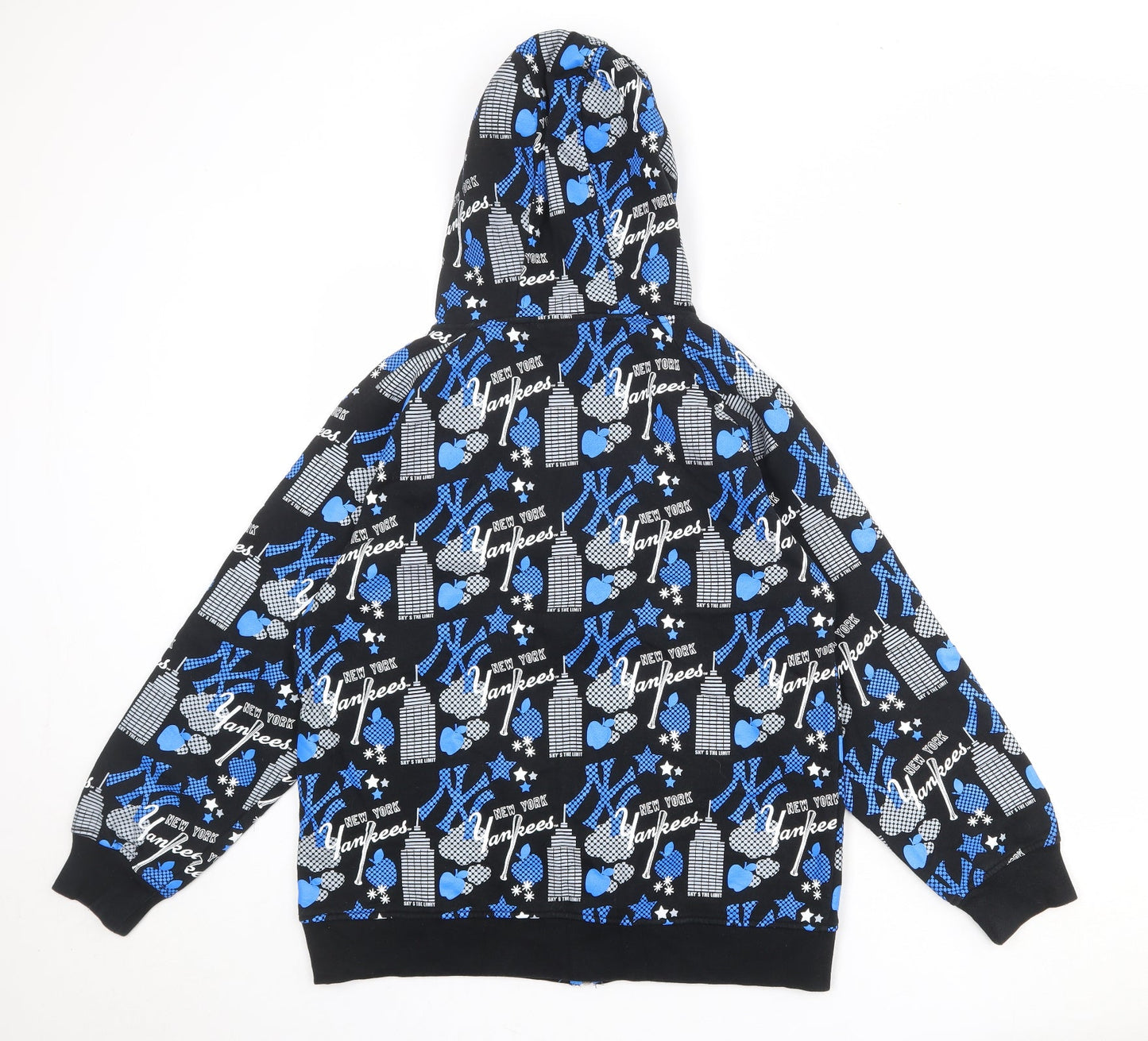 Major League Baseball Boys Black Geometric Cotton Full Zip Hoodie Size 12-13 Years Zip - New York
