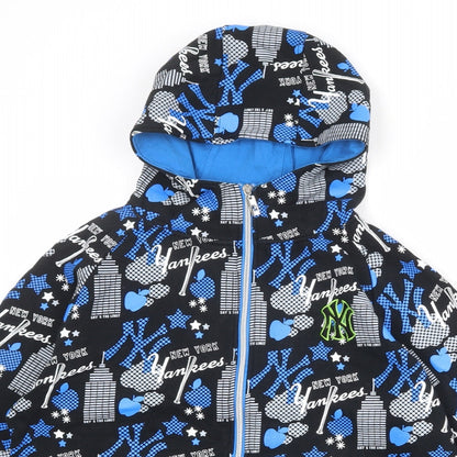 Major League Baseball Boys Black Geometric Cotton Full Zip Hoodie Size 12-13 Years Zip - New York