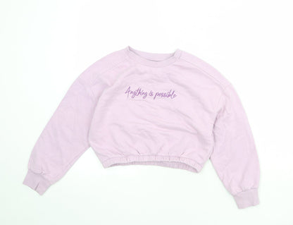 NEXT Girls Purple Cotton Pullover Sweatshirt Size 9 Years Pullover - Anything is Possible