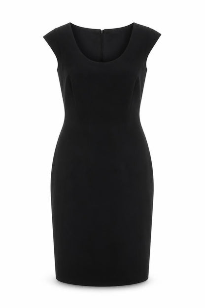 Ann Taylor Womens Black Polyester Shift Size M Round Neck Zip