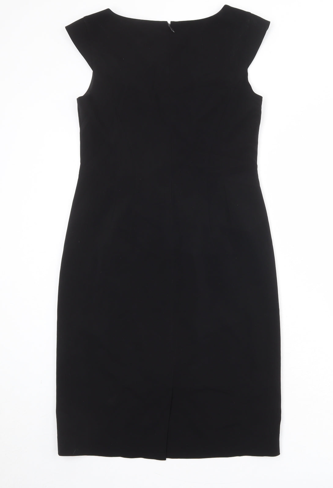 Ann Taylor Womens Black Polyester Shift Size M Round Neck Zip