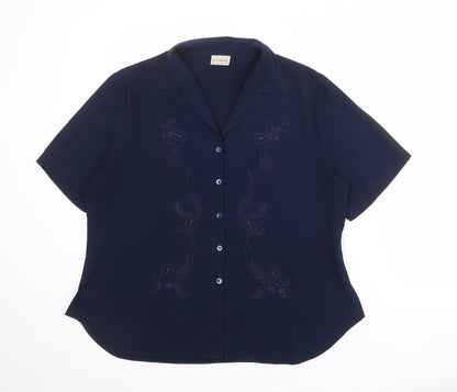 Womens UK Size 16 Fosby Blue Basic Button-Up