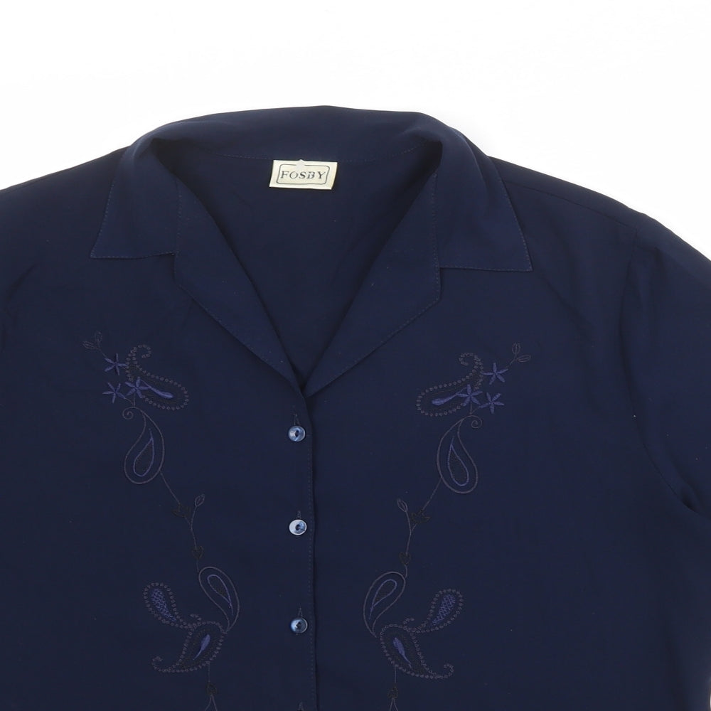 Womens UK Size 16 Fosby Blue Basic Button-Up