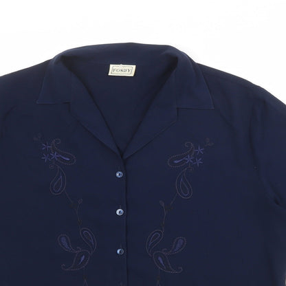 Womens UK Size 16 Fosby Blue Basic Button-Up
