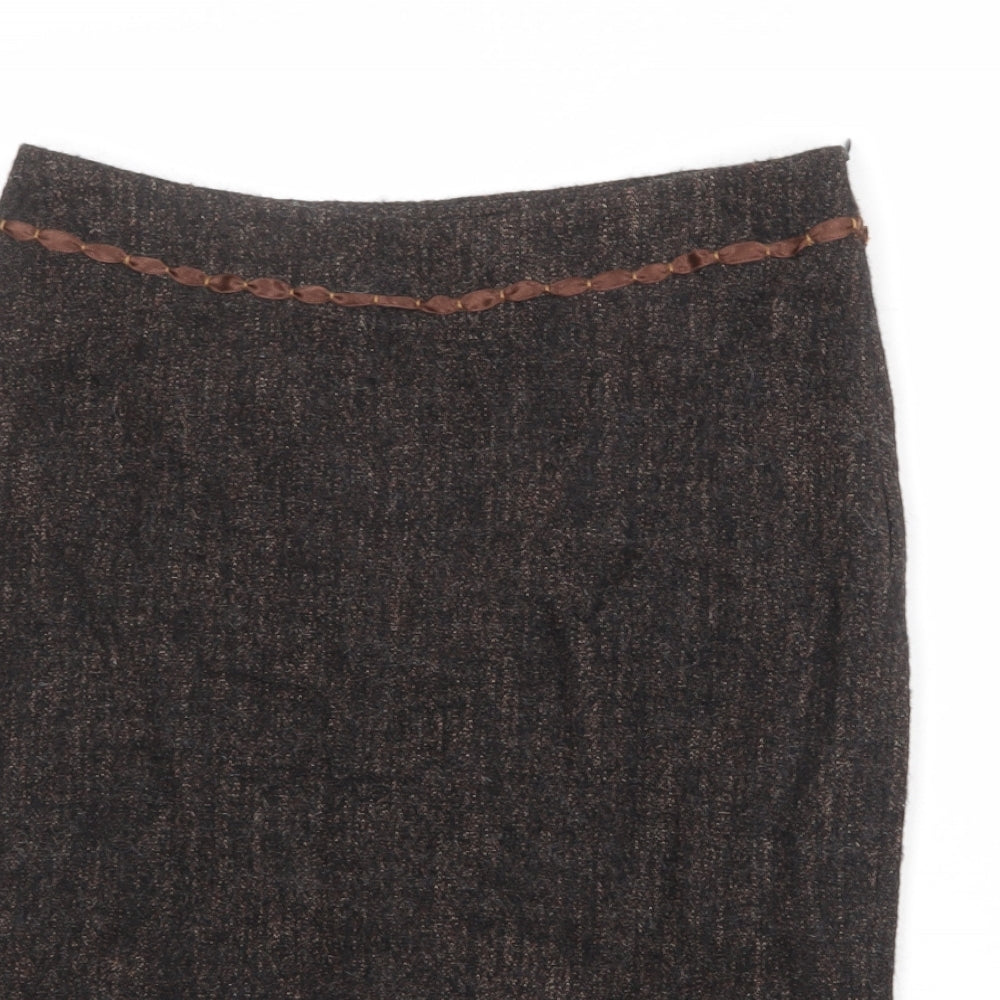 Sand Womens Brown Viscose A-Line Skirt Size 10 Zip
