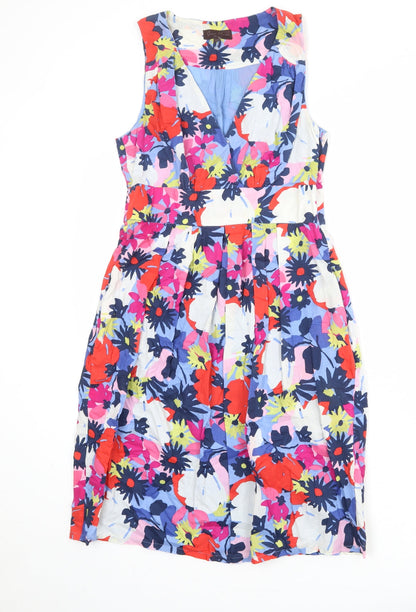 Great Plains Womens Multicoloured Floral 100% Cotton A-Line Size S V-Neck Zip