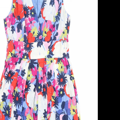 Great Plains Womens Multicoloured Floral 100% Cotton A-Line Size S V-Neck Zip