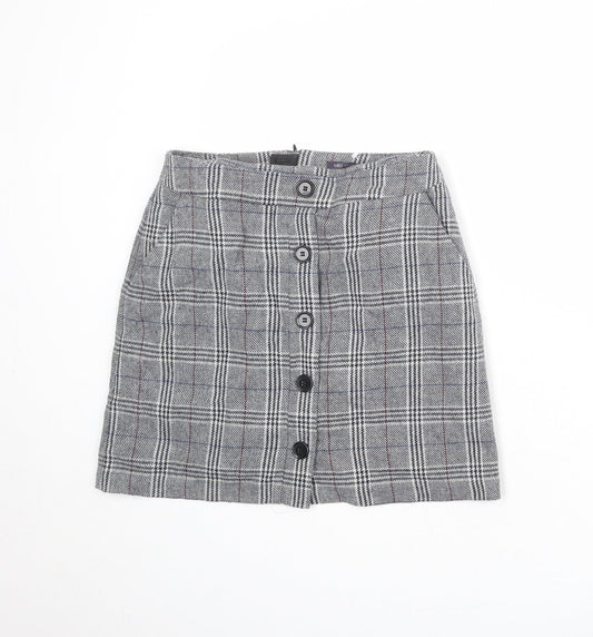Marks and Spencer Womens Multicoloured Plaid Polyester A-Line Skirt Size 10 Zip