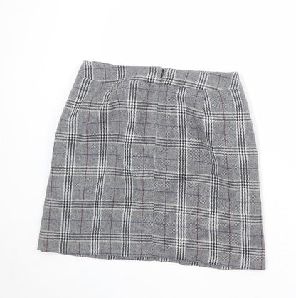 Marks and Spencer Womens Multicoloured Plaid Polyester A-Line Skirt Size 10 Zip