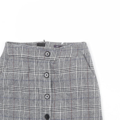 Marks and Spencer Womens Multicoloured Plaid Polyester A-Line Skirt Size 10 Zip