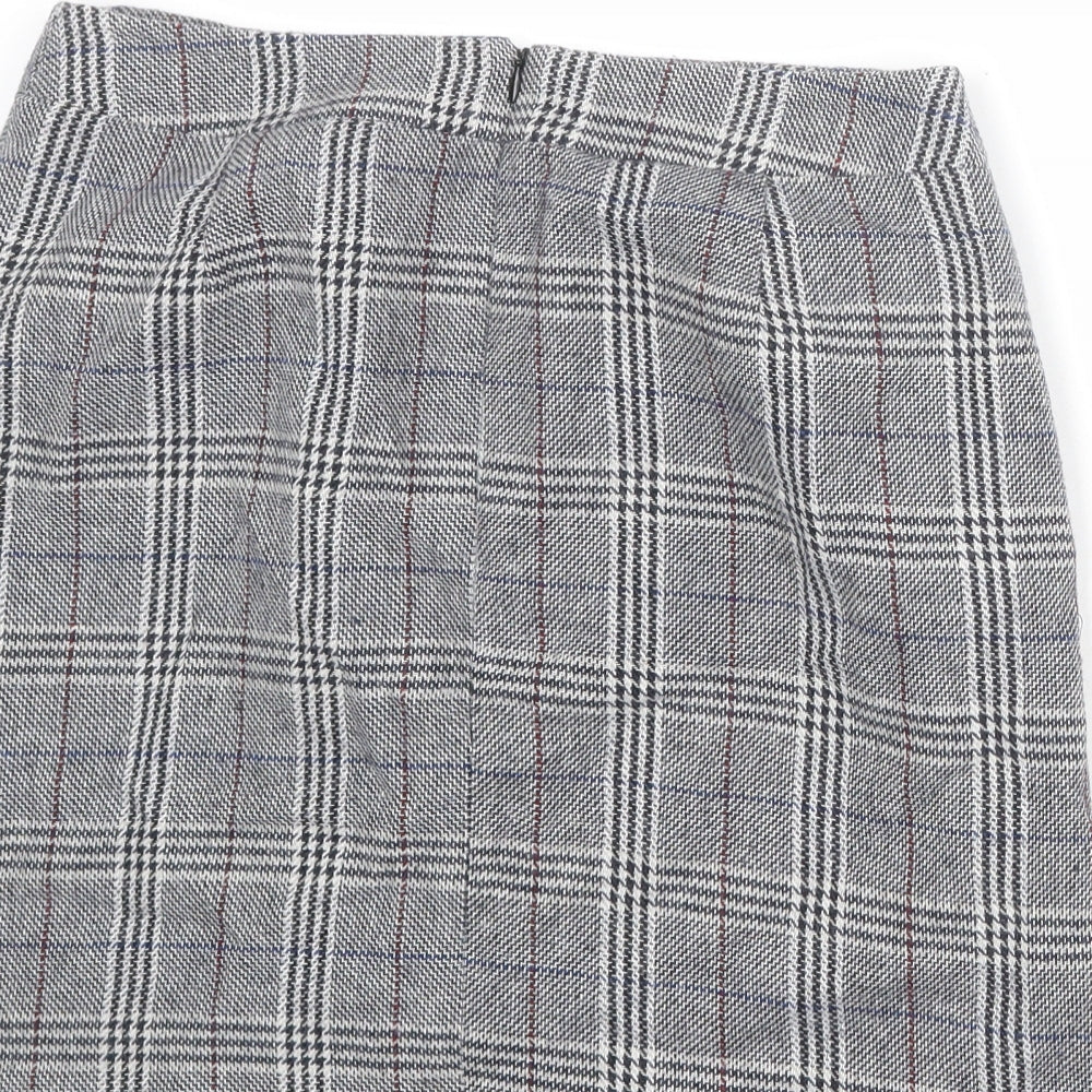 Marks and Spencer Womens Multicoloured Plaid Polyester A-Line Skirt Size 10 Zip