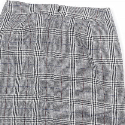 Marks and Spencer Womens Multicoloured Plaid Polyester A-Line Skirt Size 10 Zip