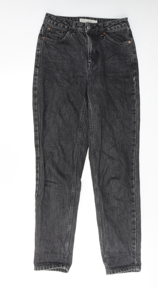 Topshop Womens Grey Cotton Mom Jeans Size 25 in L32 in Regular Zip