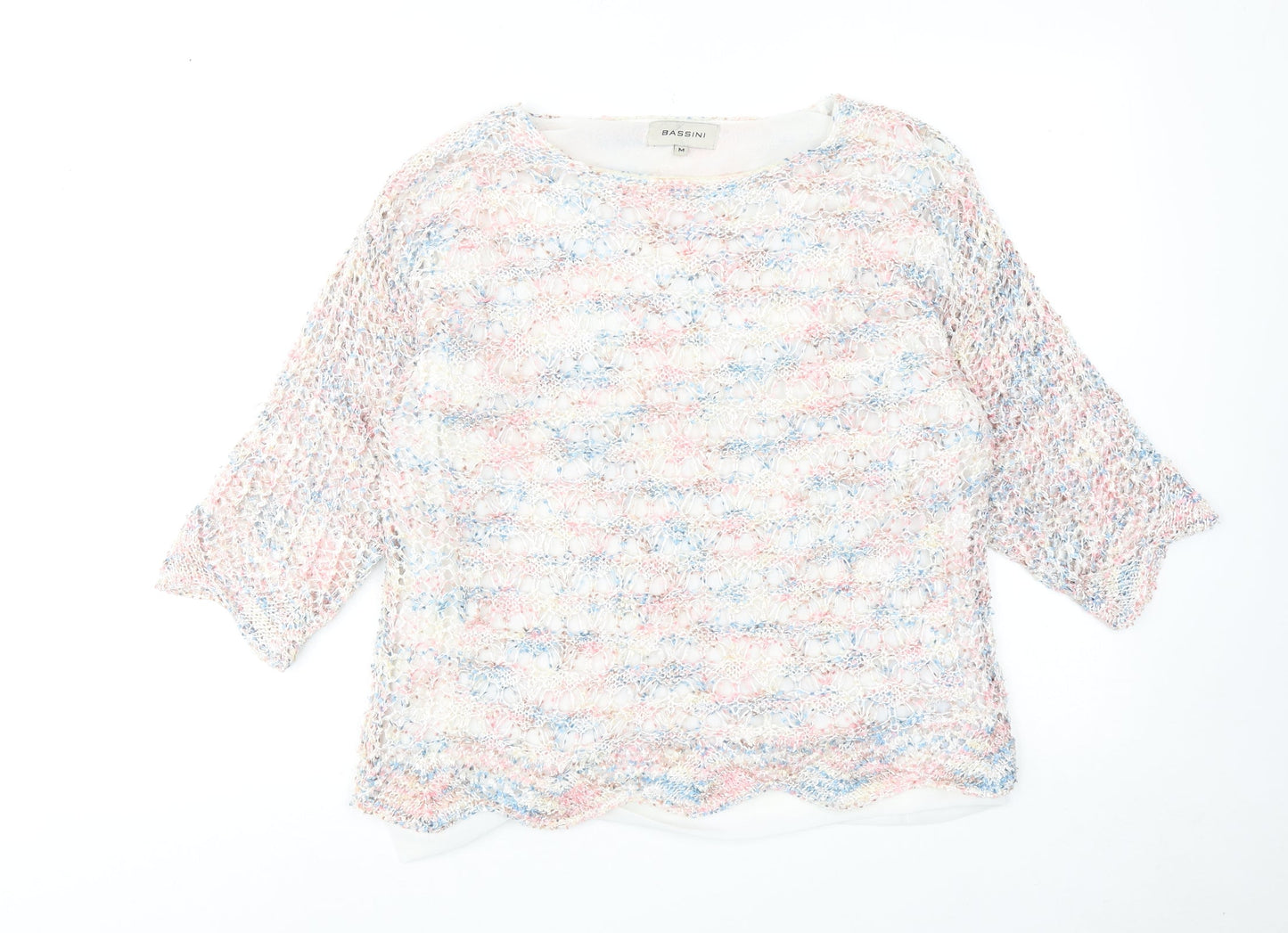 BASSINI Womens Multicoloured Round Neck Polyester Pullover Jumper Size M