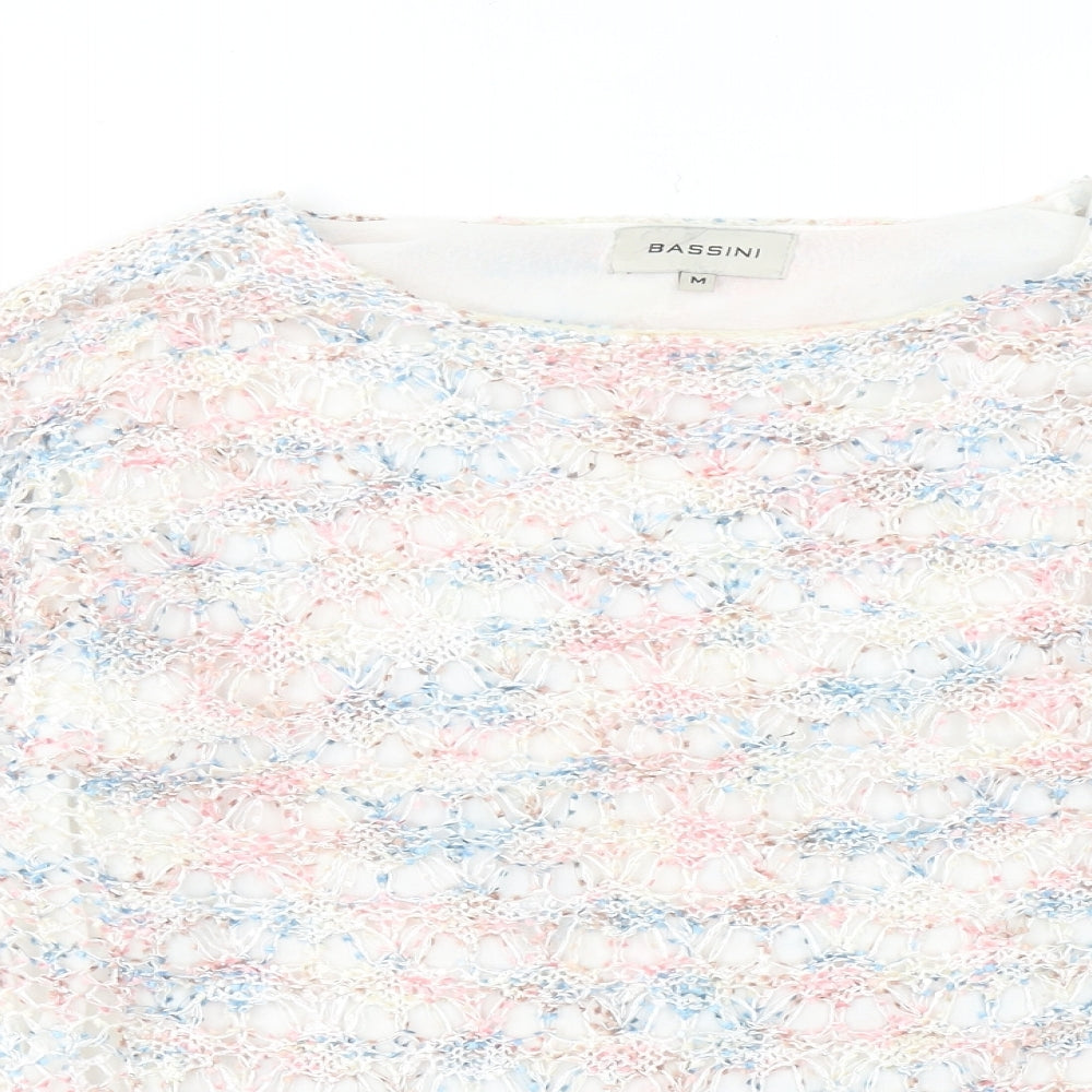 BASSINI Womens Multicoloured Round Neck Polyester Pullover Jumper Size M