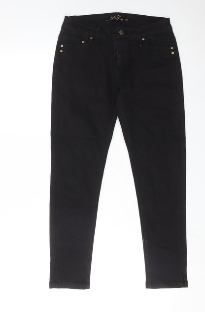 Alisa Sonya Womens Black Cotton Skinny Jeans Size 12 Regular Zip