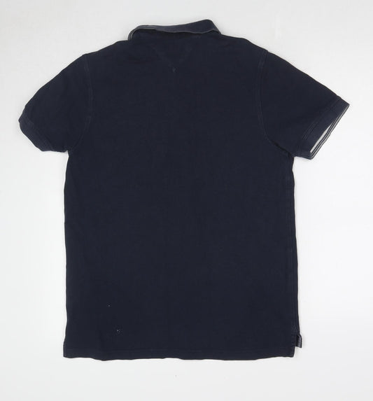 Hampton Mens Blue Cotton Polo Size M Collared Button