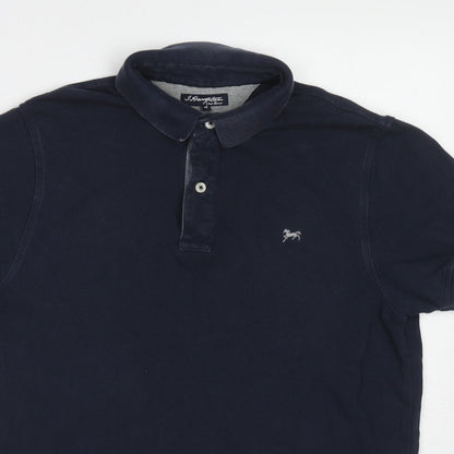 Hampton Mens Blue Cotton Polo Size M Collared Button