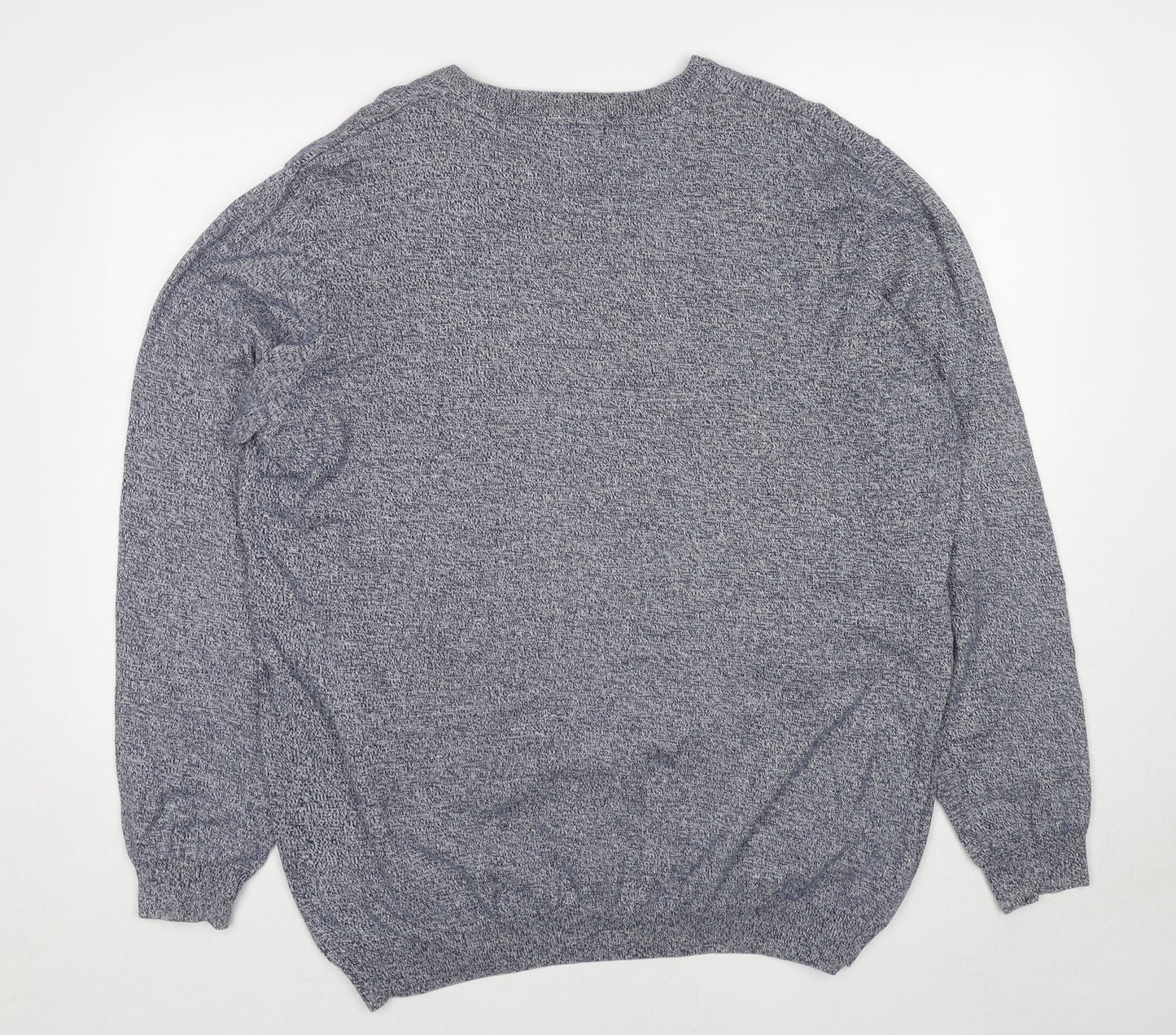 Sandstone & Co. Womens Blue V-Neck Cotton Pullover Jumper Size XL