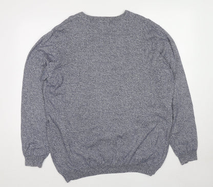 Sandstone & Co. Womens Blue V-Neck Cotton Pullover Jumper Size XL
