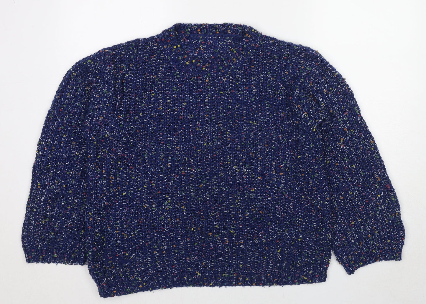 Apricot Womens Blue Round Neck Acrylic Pullover Jumper Size 14