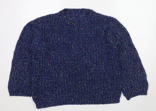 Apricot Womens Blue Round Neck Acrylic Pullover Jumper Size 14