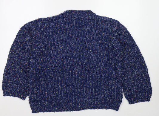 Apricot Womens Blue Round Neck Acrylic Pullover Jumper Size 14