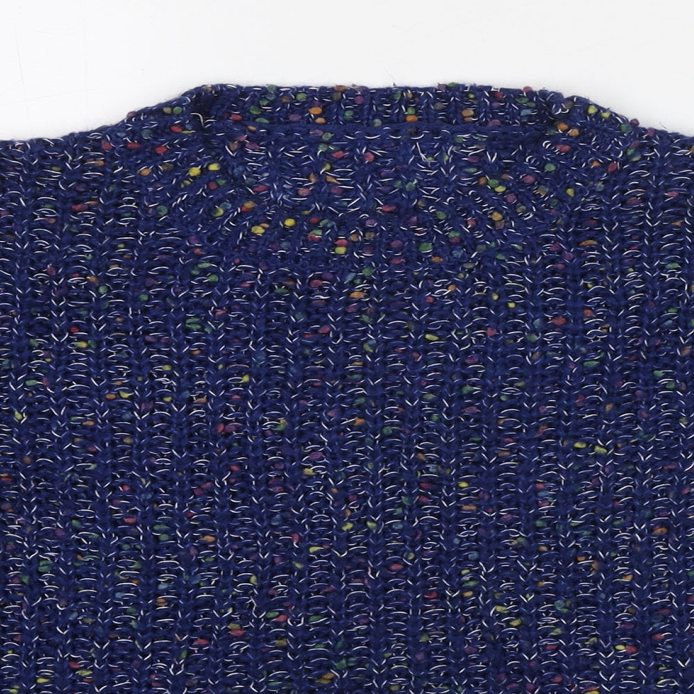 Apricot Womens Blue Round Neck Acrylic Pullover Jumper Size 14