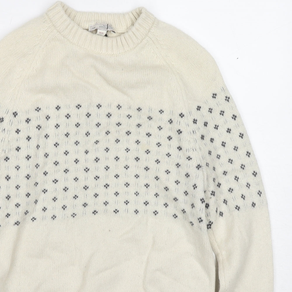 Gap Womens Ivory Round Neck Geometric Wool Pullover Jumper Size XS