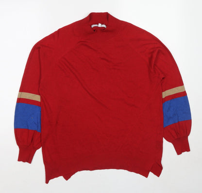 NEXT Mens Red High Neck Polyester Pullover Jumper Size S Long Sleeve