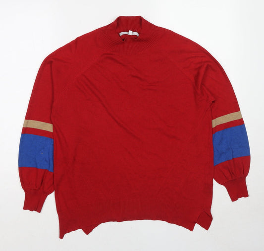 NEXT Mens Red High Neck Polyester Pullover Jumper Size S Long Sleeve