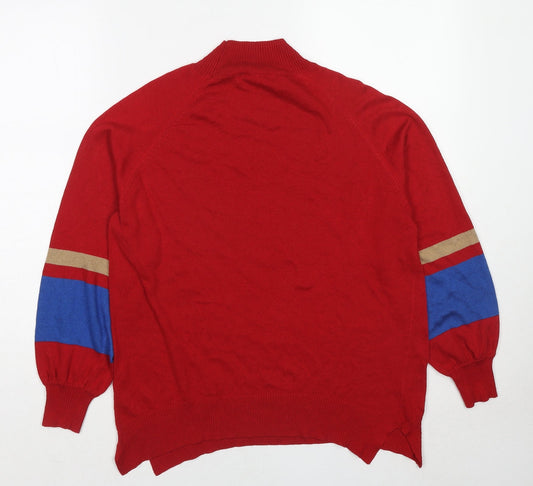 NEXT Mens Red High Neck Polyester Pullover Jumper Size S Long Sleeve