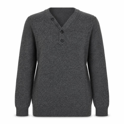 NEXT Womens Grey V-Neck Cotton Pullover Jumper Size S