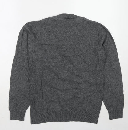 NEXT Womens Grey V-Neck Cotton Pullover Jumper Size S