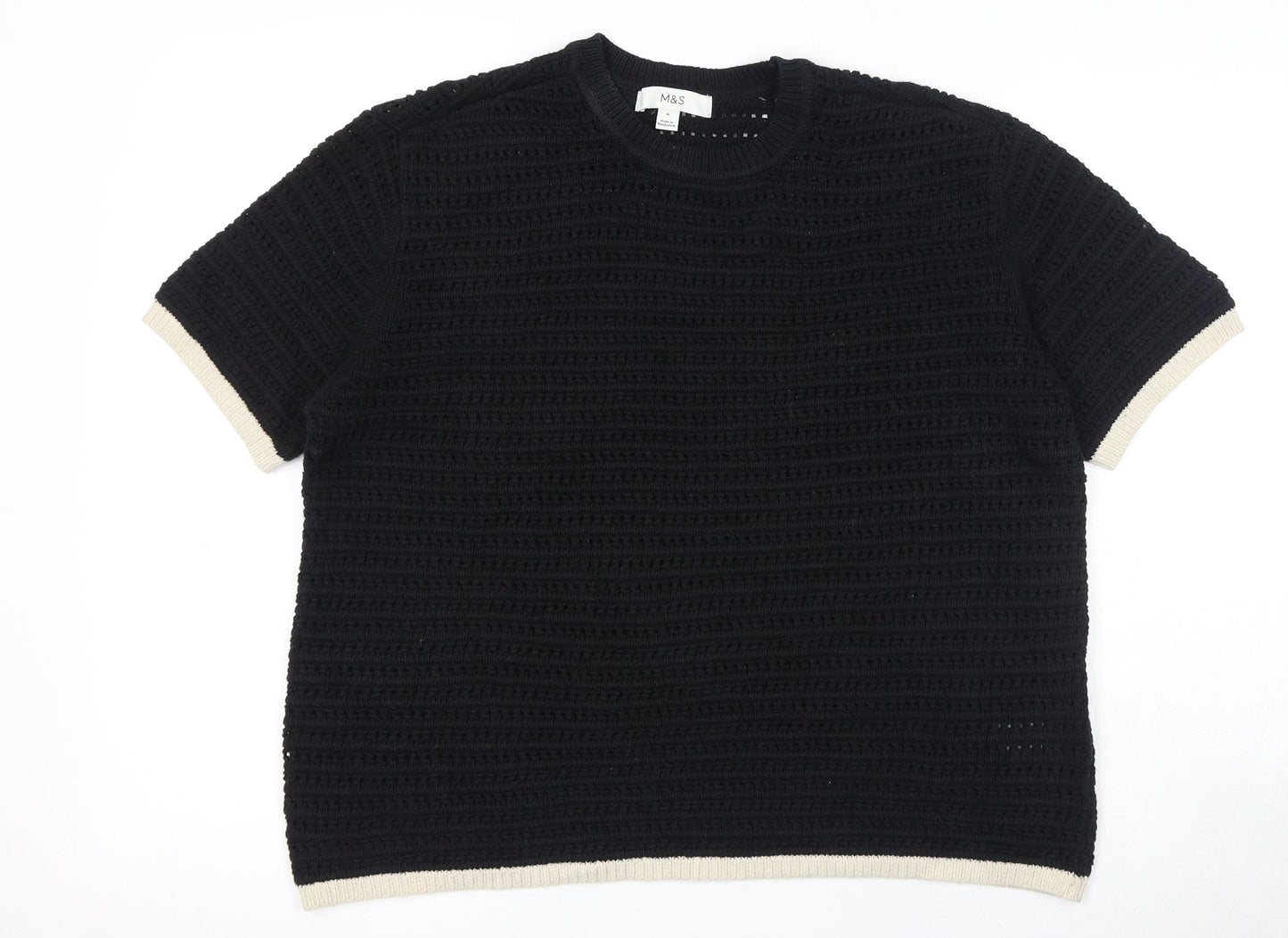 Womens UK Size M Marks and Spencer Black Basic T-Shirt