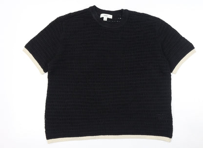Womens UK Size M Marks and Spencer Black Basic T-Shirt