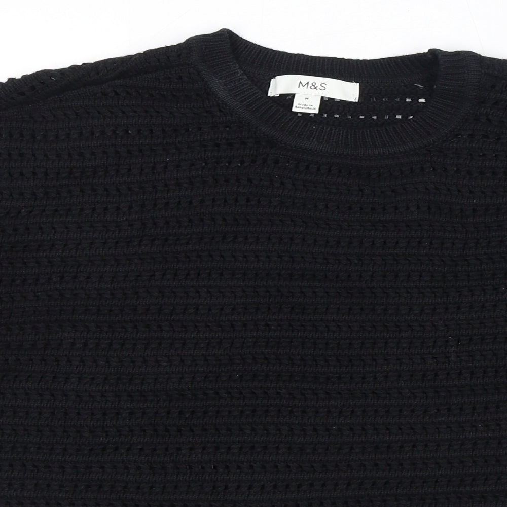 Womens UK Size M Marks and Spencer Black Basic T-Shirt