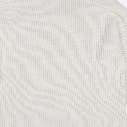 Marks and Spencer Mens Ivory High Neck Polyester Pullover Jumper Size L Long Sleeve
