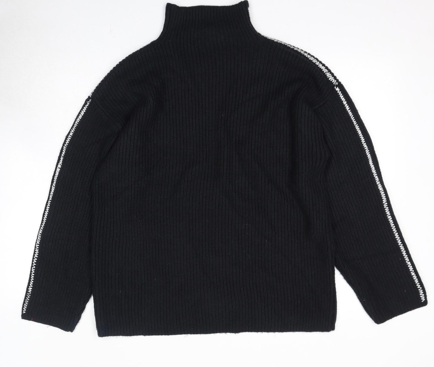 Marks and Spencer Mens Black High Neck Polyester Pullover Jumper Size M Long Sleeve