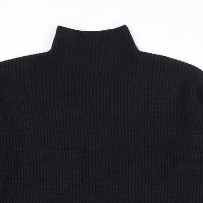 Marks and Spencer Mens Black High Neck Polyester Pullover Jumper Size M Long Sleeve