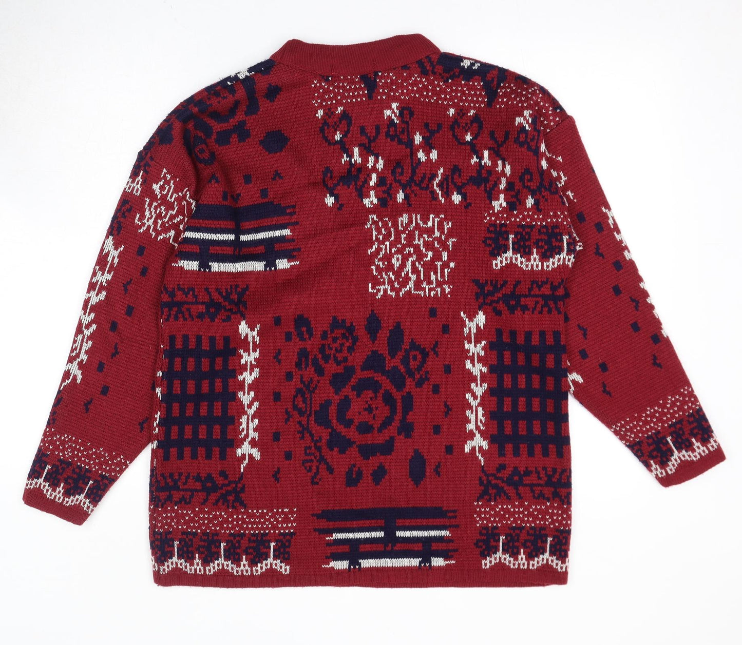 Kaleidoscope Womens Red Round Neck Geometric Acrylic Pullover Jumper Size 12