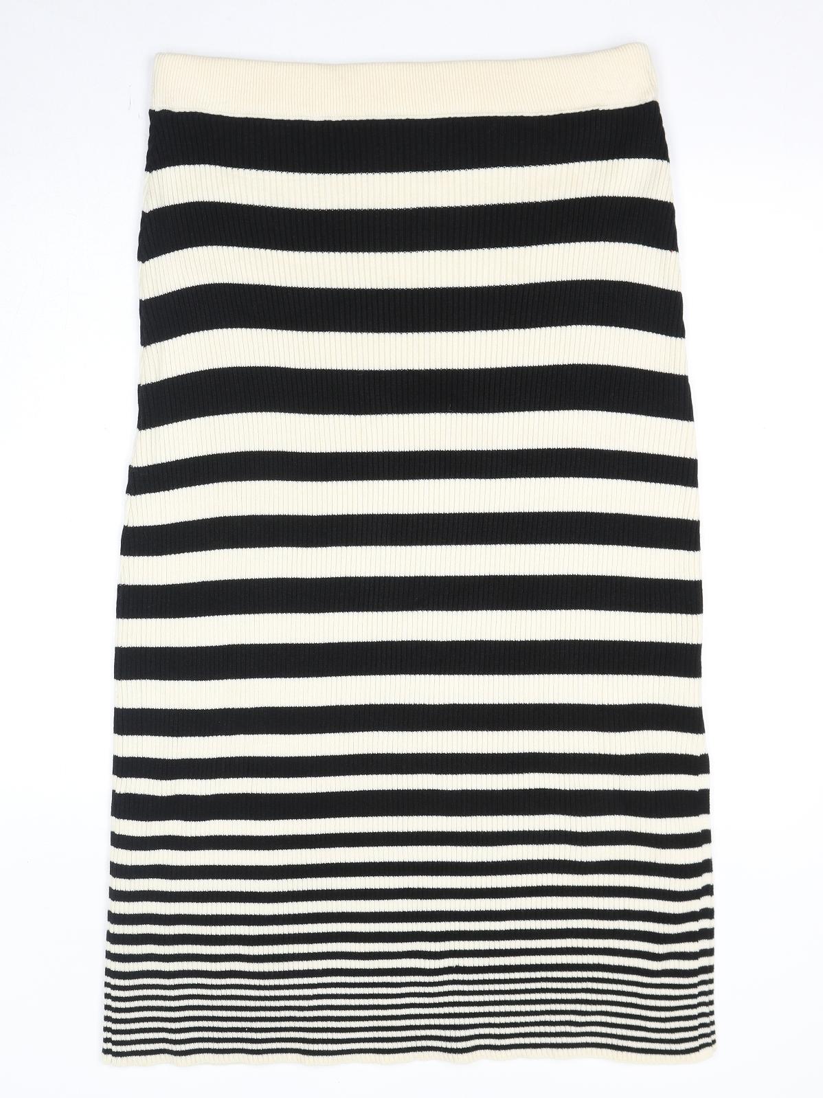 Marks and Spencer Womens Beige Striped Polyester Bandage Skirt Size L