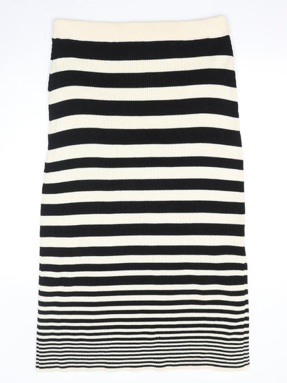 Marks and Spencer Womens Beige Striped Polyester Bandage Skirt Size L