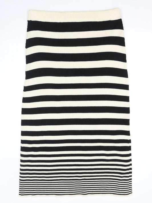 Marks and Spencer Womens Beige Striped Polyester Bandage Skirt Size L