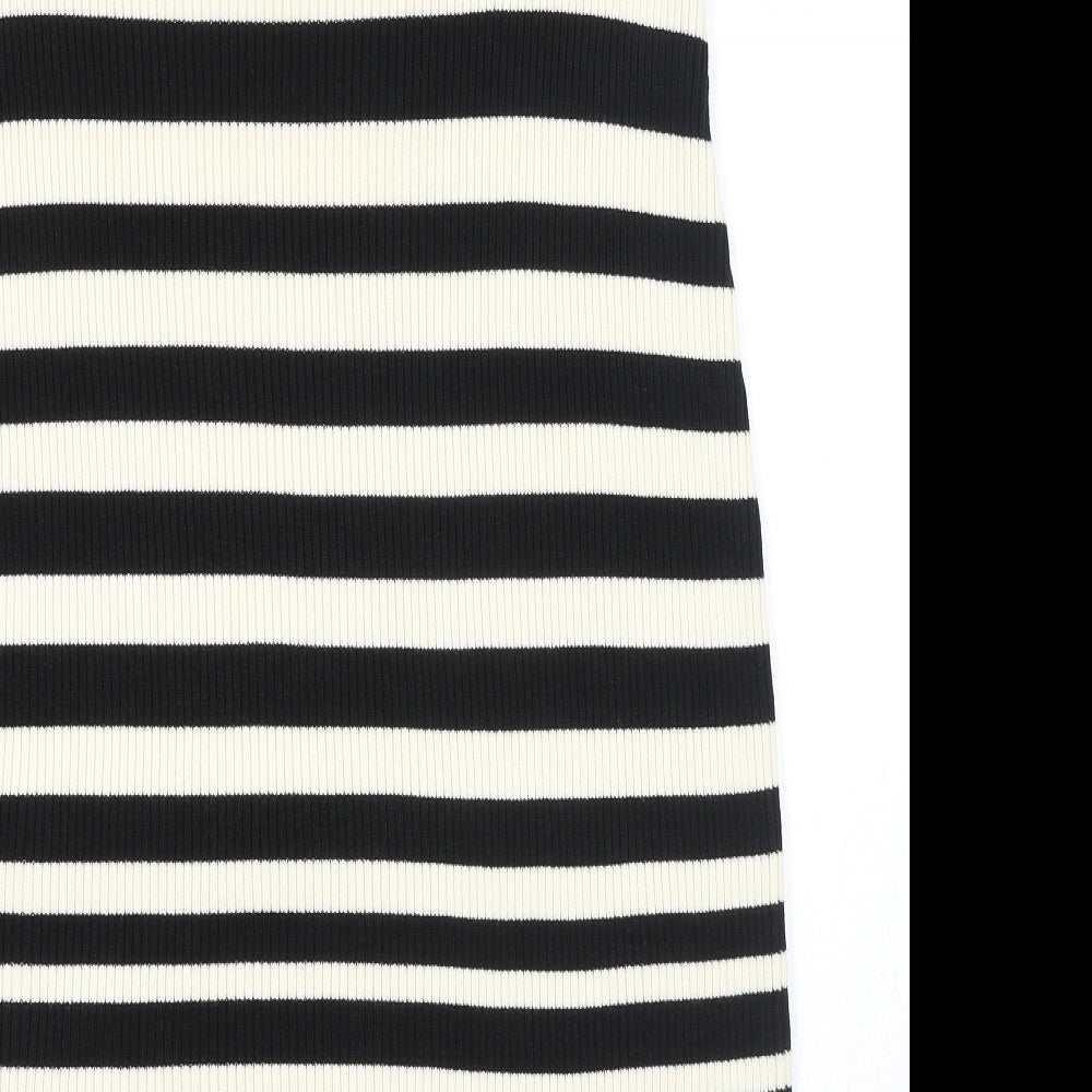 Marks and Spencer Womens Beige Striped Polyester Bandage Skirt Size L