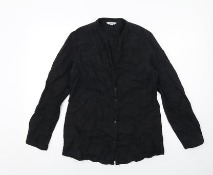 Bossini Womens Black Cotton Basic Button-Up Size M V-Neck