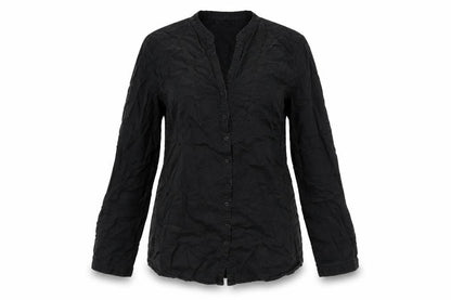 Bossini Womens Black Cotton Basic Button-Up Size M V-Neck
