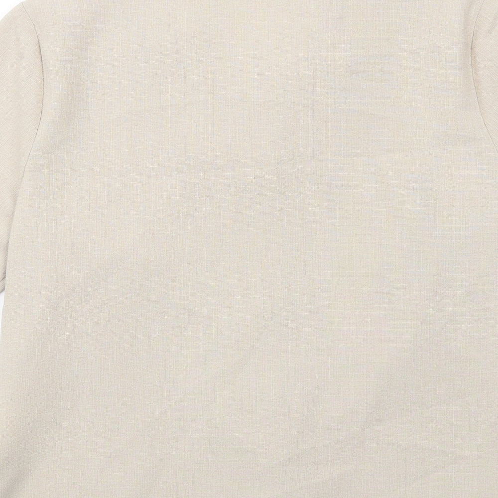 EWM Womens Beige Polyester Basic Button-Up Size 10 Collared